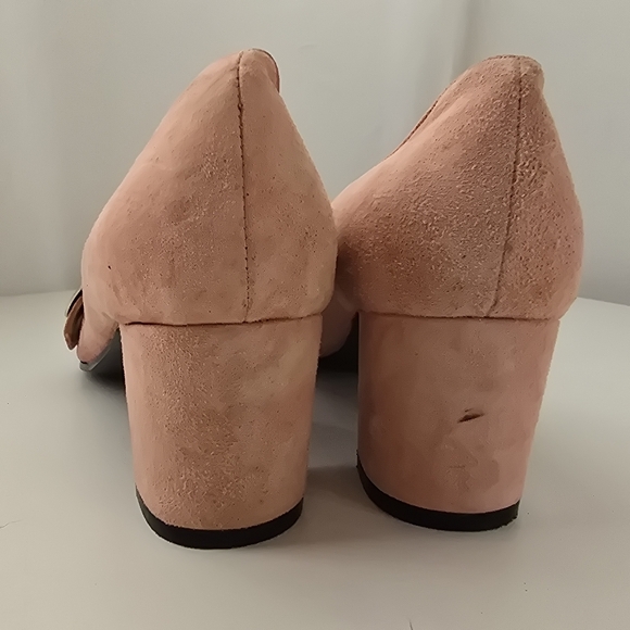 Worthington Blush Pink Leather Mary Jane Block Heel Pumps Retro Style Size 6.5 - Picture 11 of 16
